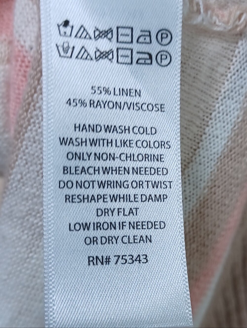 Linen Blend Open Front Cardigan XL Pink Beige Stripe Coastal Resort Hamptons - Picture 9 of 11